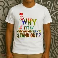 Why Fit In When You Were Born To Stand Out Autism Awareness T-Shirt thumb 3