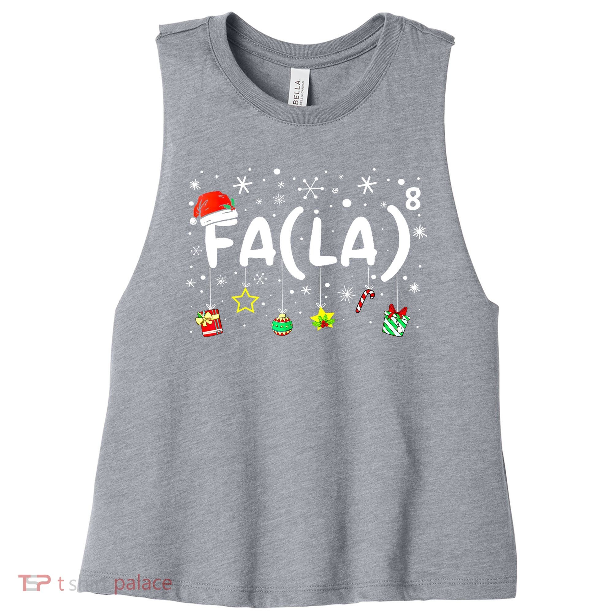 Women Fa (La)8 Funny Christmas Santa Fa La Math Teacher Gift Women's Racerback Cropped Tank