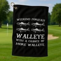 Weekend Forecast More Walleye Fish Golf Towel thumb 1