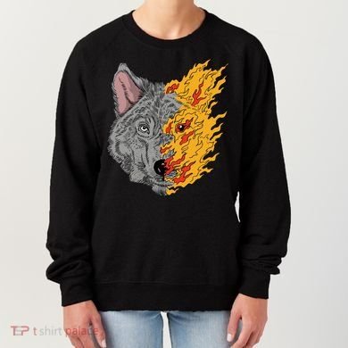 Wolf Face On Fire Women's Sweatshirt