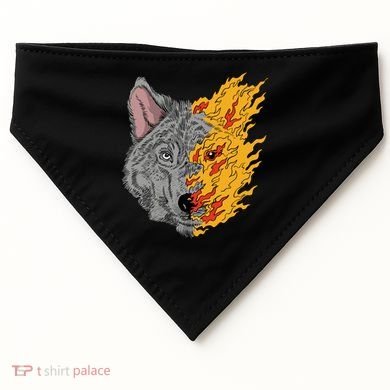 Wolf Face On Fire USA-Made Doggie Bandana