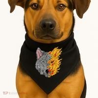 Wolf Face On Fire USA-Made Doggie Bandana thumb 1