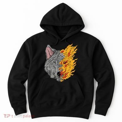 Wolf Face On Fire Hoodie