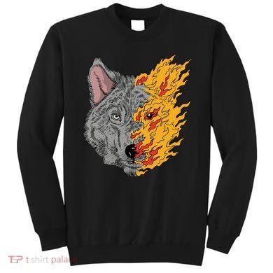 Wolf Face On Fire Sweatshirt