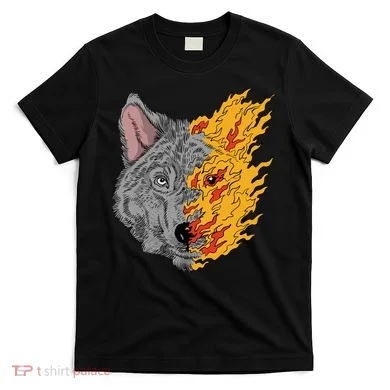 Wolf Face On Fire T-Shirt