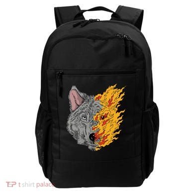 Wolf Face On Fire Backpack