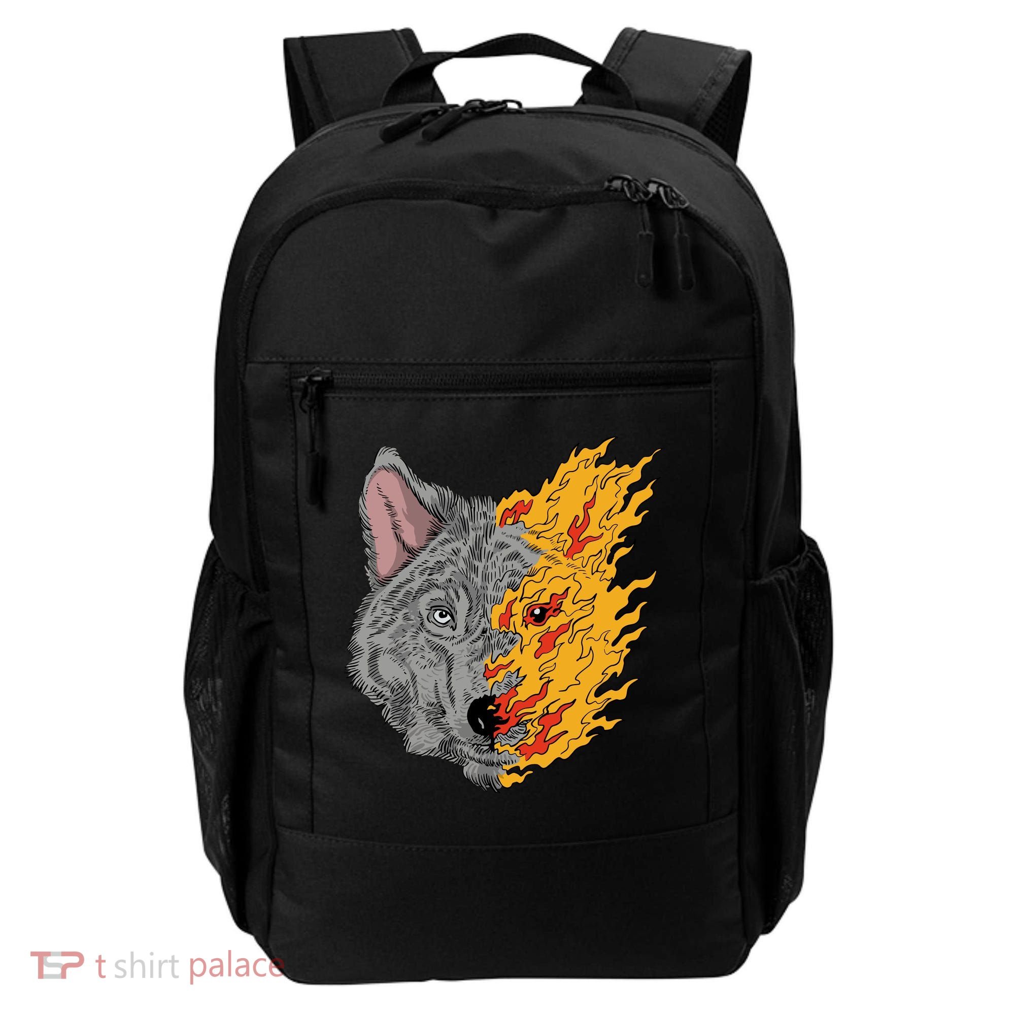 Wolf Face On Fire Backpack