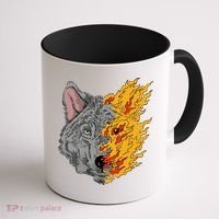 Wolf Face On Fire Coffee Mug thumb 1