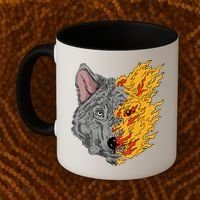 Wolf Face On Fire Coffee Mug thumb 2
