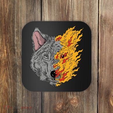 Wolf Face On Fire Coaster