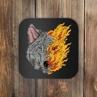 Wolf Face On Fire Coaster thumb 0