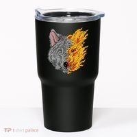 Wolf Face On Fire Tumbler thumb 0