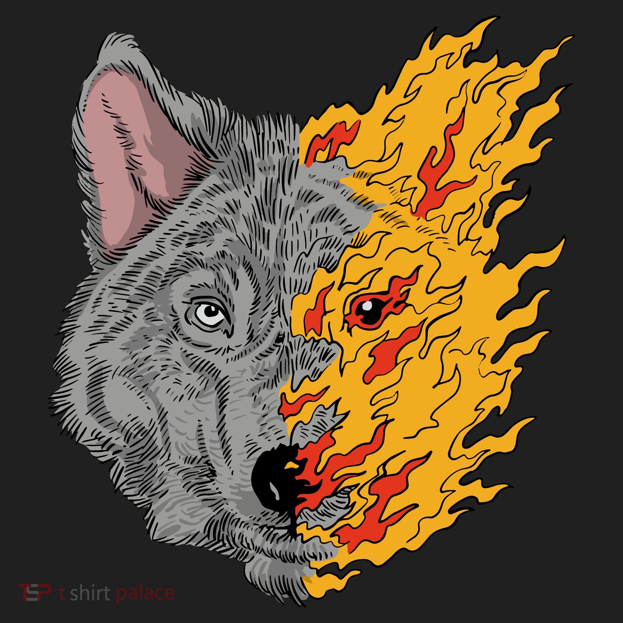 Wolf Face On Fire Tumbler