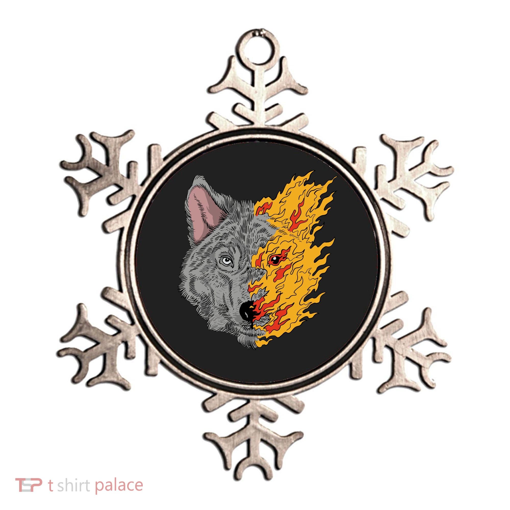 Wolf Face On Fire Ornament