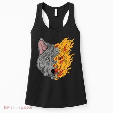 Wolf Face On Fire Women's Tank Top