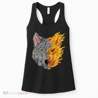 Wolf Face On Fire Women's Tank Top thumb 0