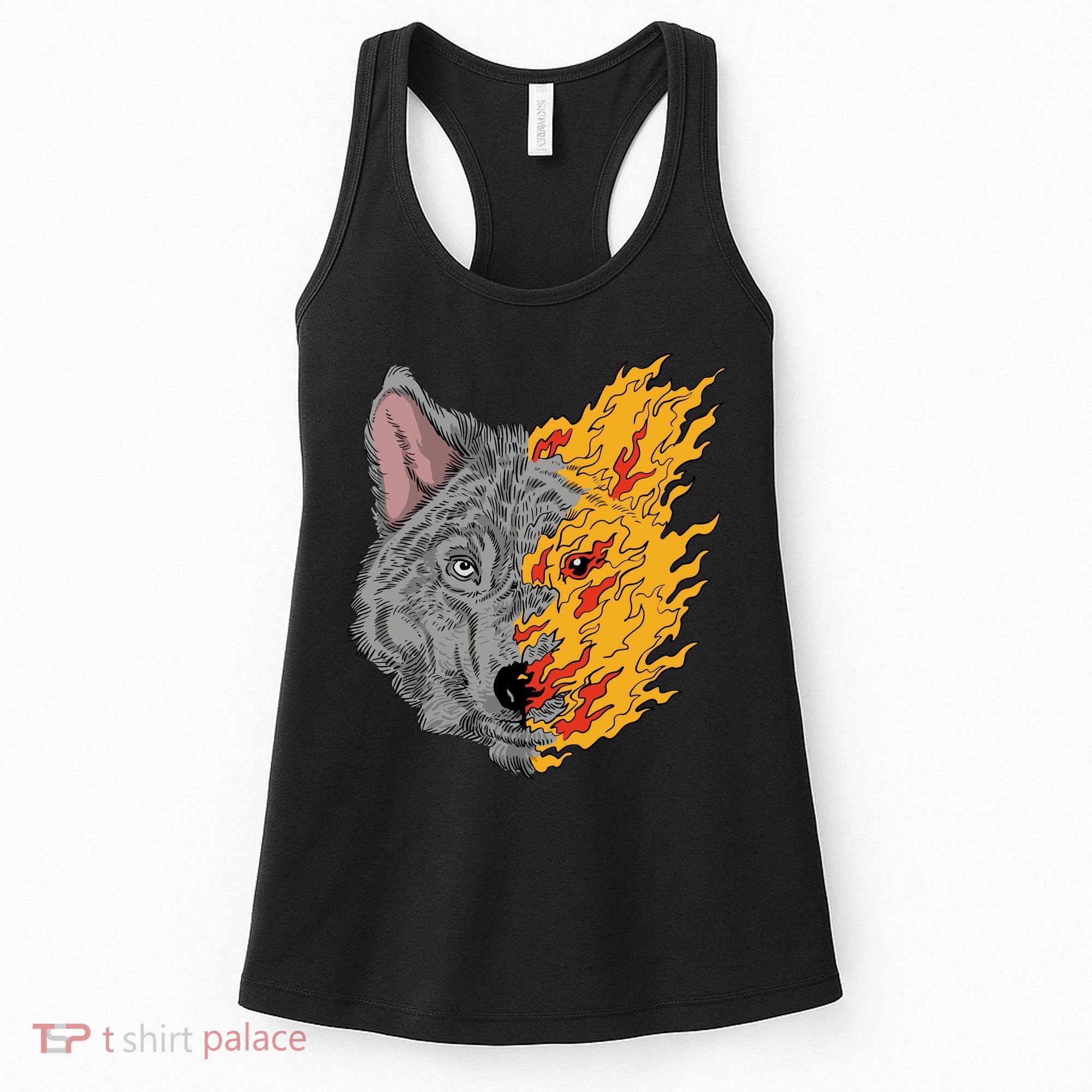 Wolf Face On Fire Women's Tank Top