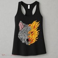 Wolf Face On Fire Women's Tank Top thumb 3