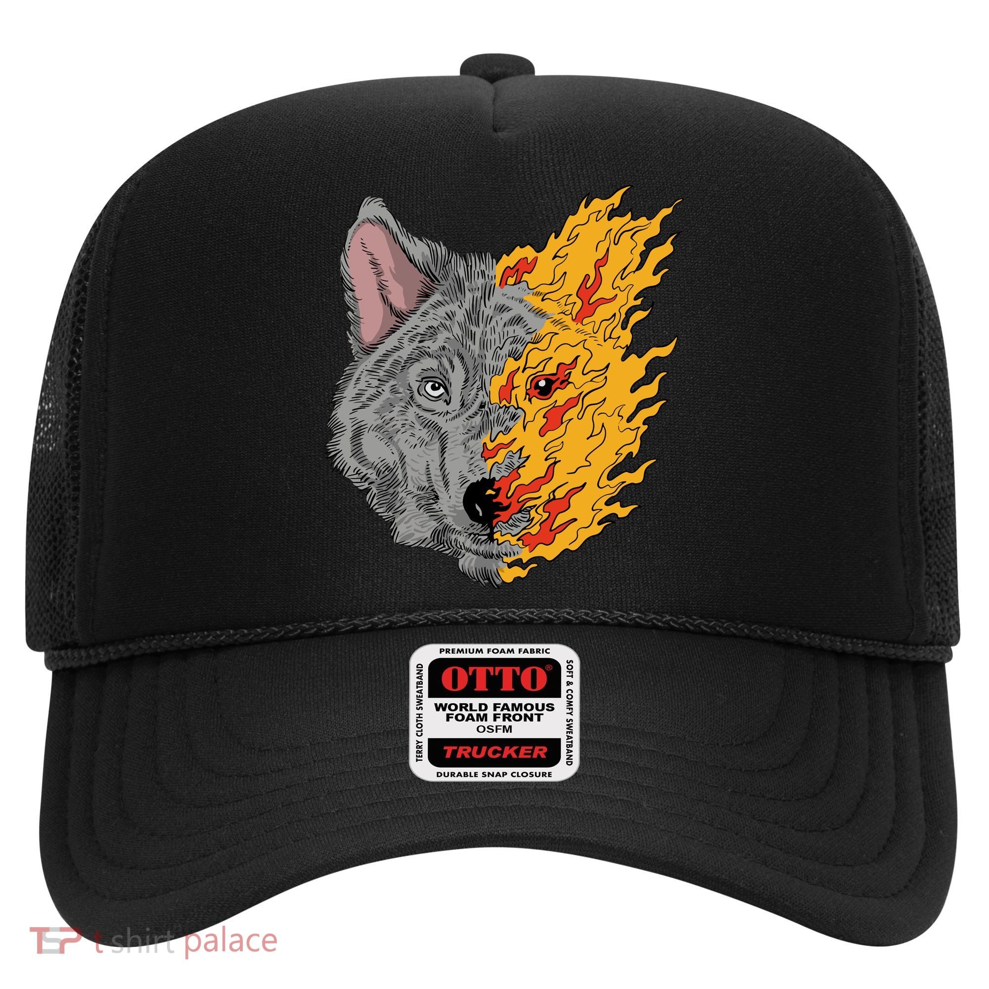Wolf Face On Fire Hat