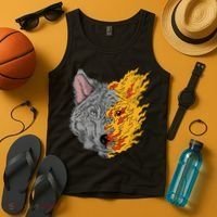 Wolf Face On Fire Tank Top thumb 4