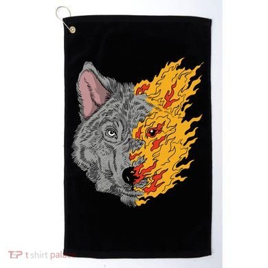 Wolf Face On Fire Golf Towel
