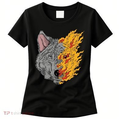 Wolf Face On Fire Women's T-Shirt
