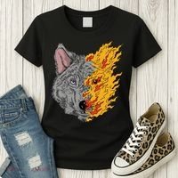 Wolf Face On Fire Women's T-Shirt thumb 3