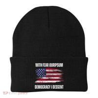With Fear Ouripsum Democracy I Dessent Usa Flag Beanie thumb 0