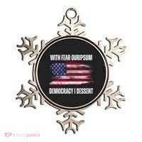 With Fear Ouripsum Democracy I Dessent Usa Flag Ornament thumb 0
