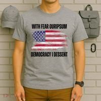 With Fear Ouripsum Democracy I Dessent Usa Flag T-Shirt thumb 6