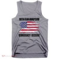 With Fear Ouripsum Democracy I Dessent Usa Flag Tank Top thumb 0