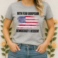 With Fear Ouripsum Democracy I Dessent Usa Flag Women's T-Shirt thumb 2