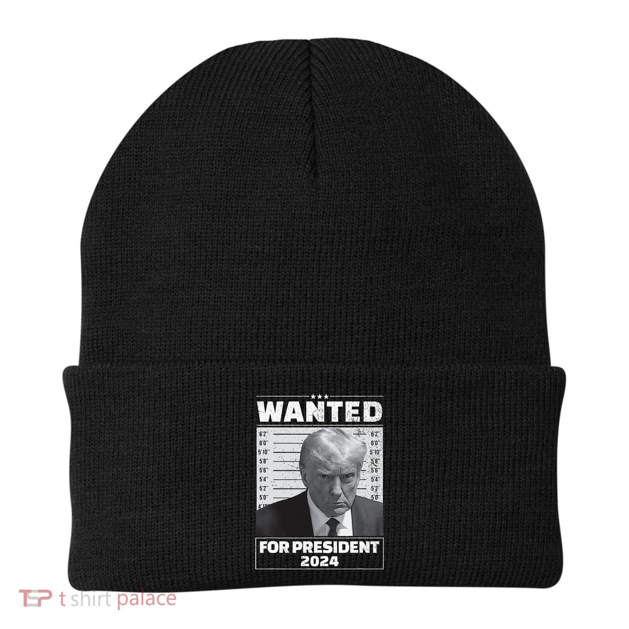 Wanted For President 2024 Trump Mugshot Beanie