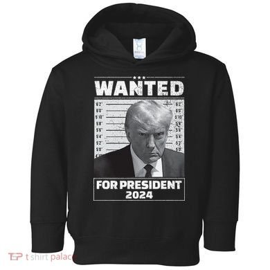 Wanted For President 2024 Trump Mugshot Toddler Hoodie