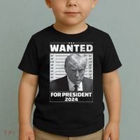 Wanted For President 2024 Trump Mugshot Toddler T-Shirt thumb 2