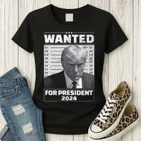 Wanted For President 2024 Trump Mugshot Women's T-Shirt thumb 3