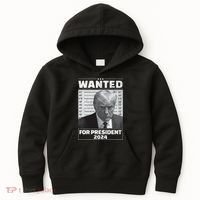 Wanted For President 2024 Trump Mugshot Kids Hoodie thumb 0