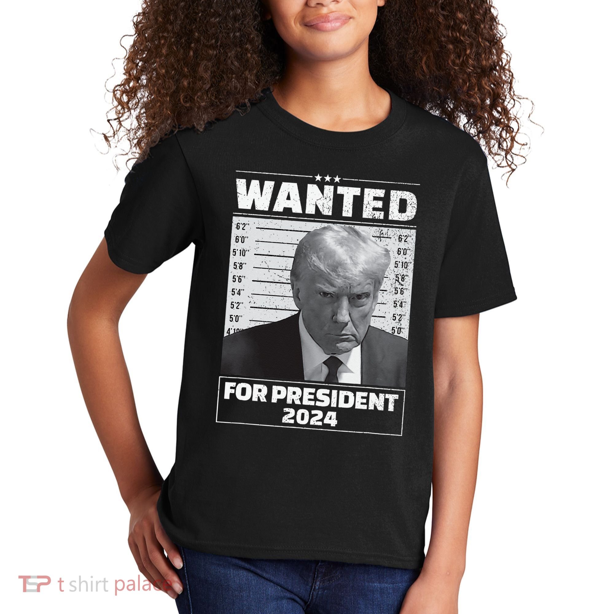 Wanted For President 2024 Trump Mugshot Kids T-Shirt