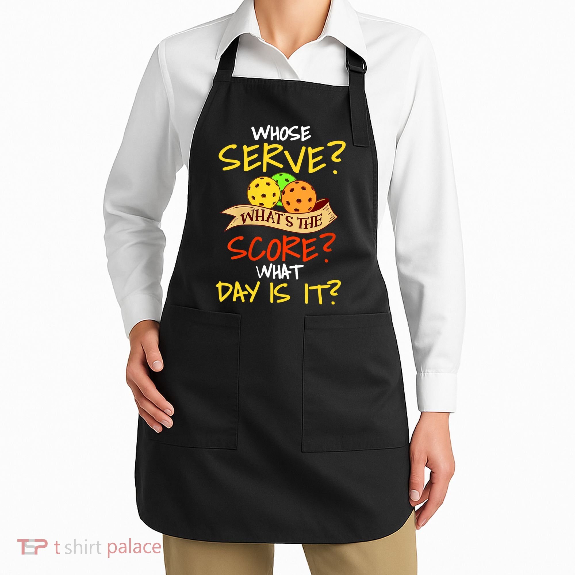 Womens Funny Pickleball Gift Pickle Ball Player Pickleball VNeck TShirt Apron