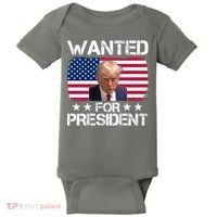 Wanted For President Donald Trump USA Election Baby Bodysuit thumb 0