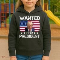 Wanted For President Donald Trump USA Election Kids Hoodie thumb 3