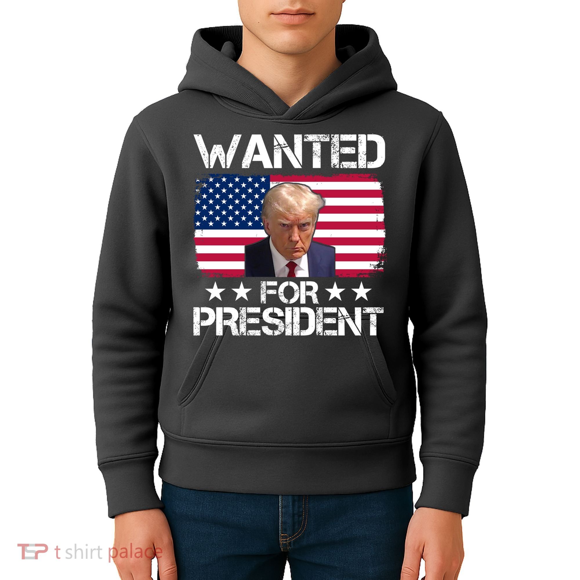Wanted For President Donald Trump USA Election Kids Hoodie