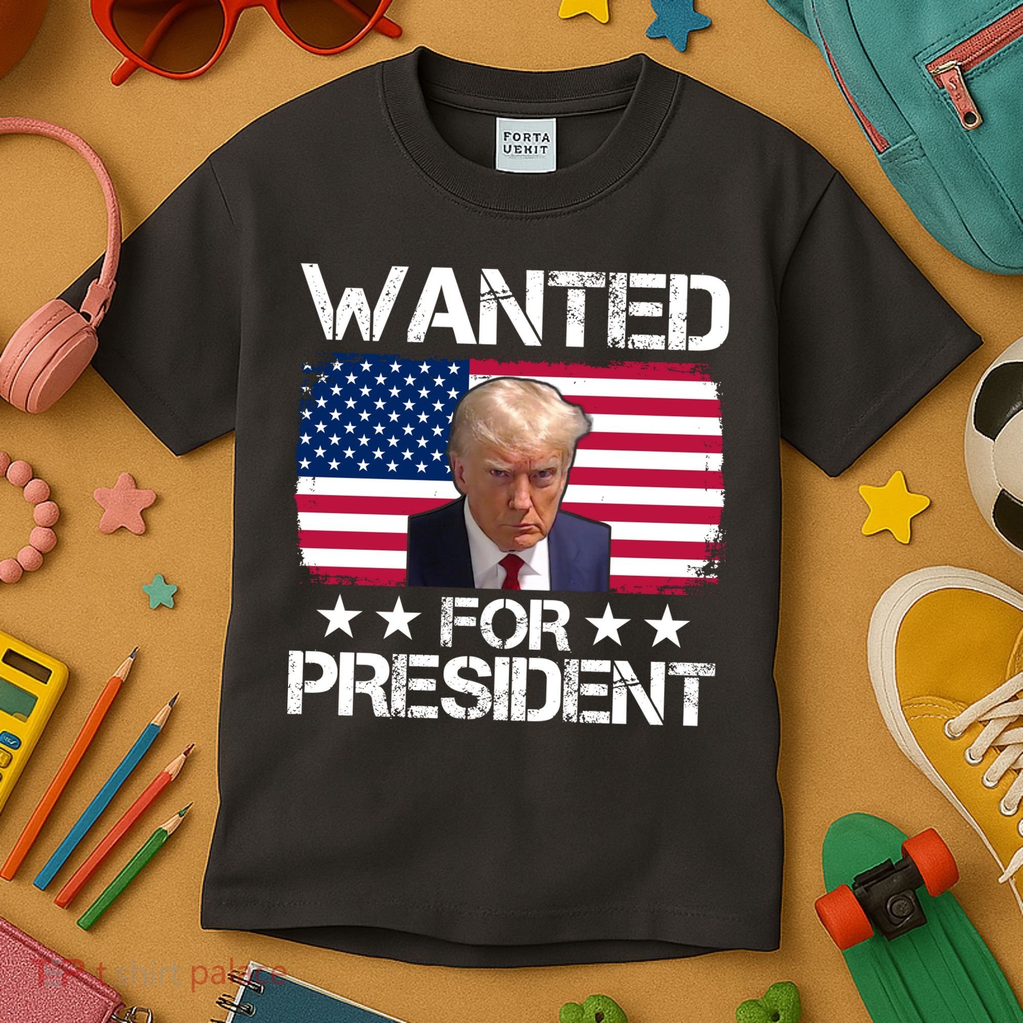 Wanted For President Donald Trump USA Election Kids T-Shirt