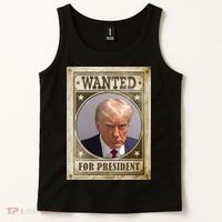 Wanted For President Funny Donald Trump Mugshot Tank Top thumb 2