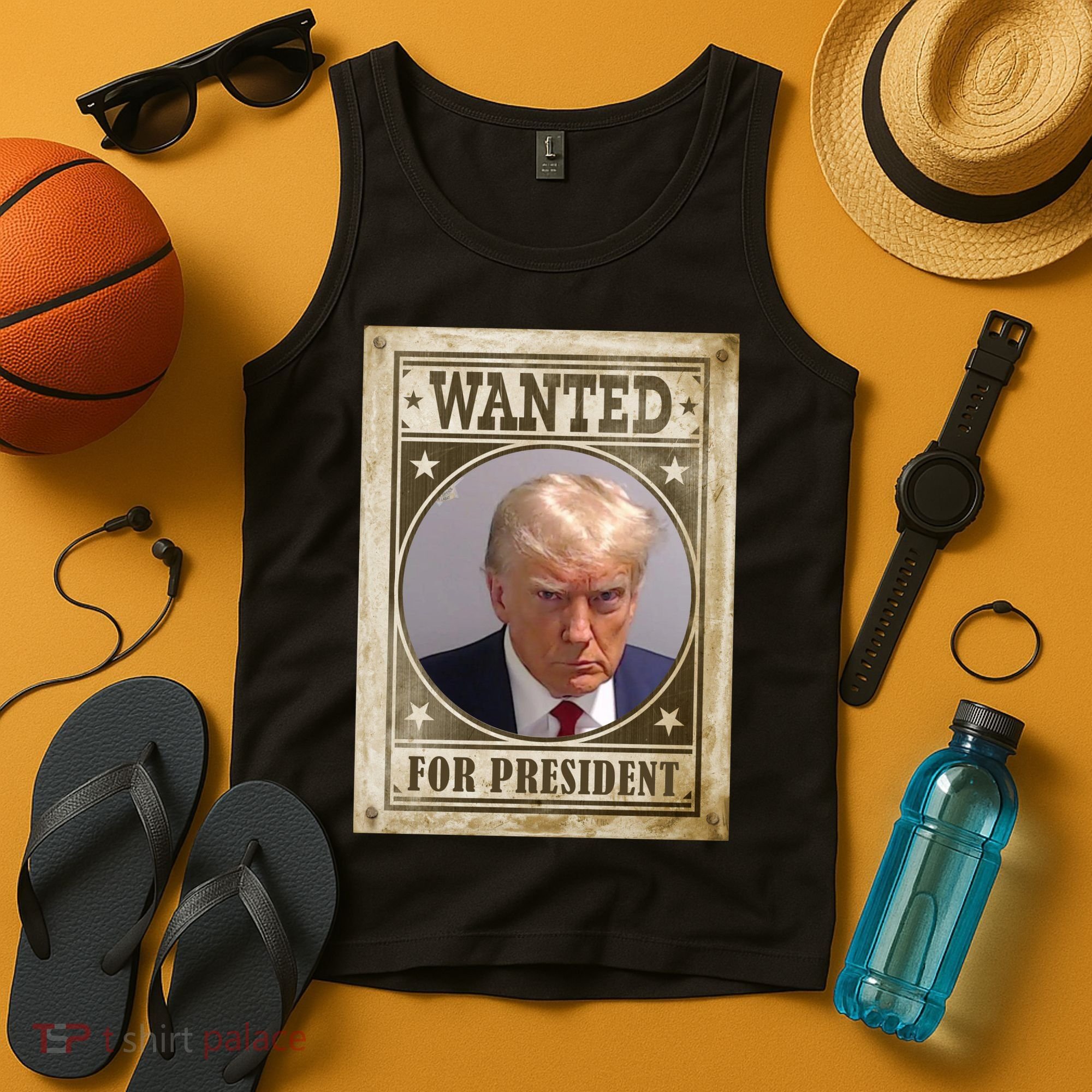Wanted For President Funny Donald Trump Mugshot Tank Top