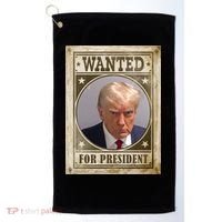 Wanted For President Funny Donald Trump Mugshot Golf Towel thumb 0