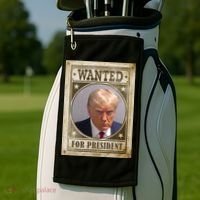 Wanted For President Funny Donald Trump Mugshot Golf Towel thumb 2