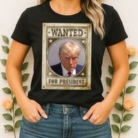 Wanted For President Funny Donald Trump Mugshot Women's T-Shirt thumb 2