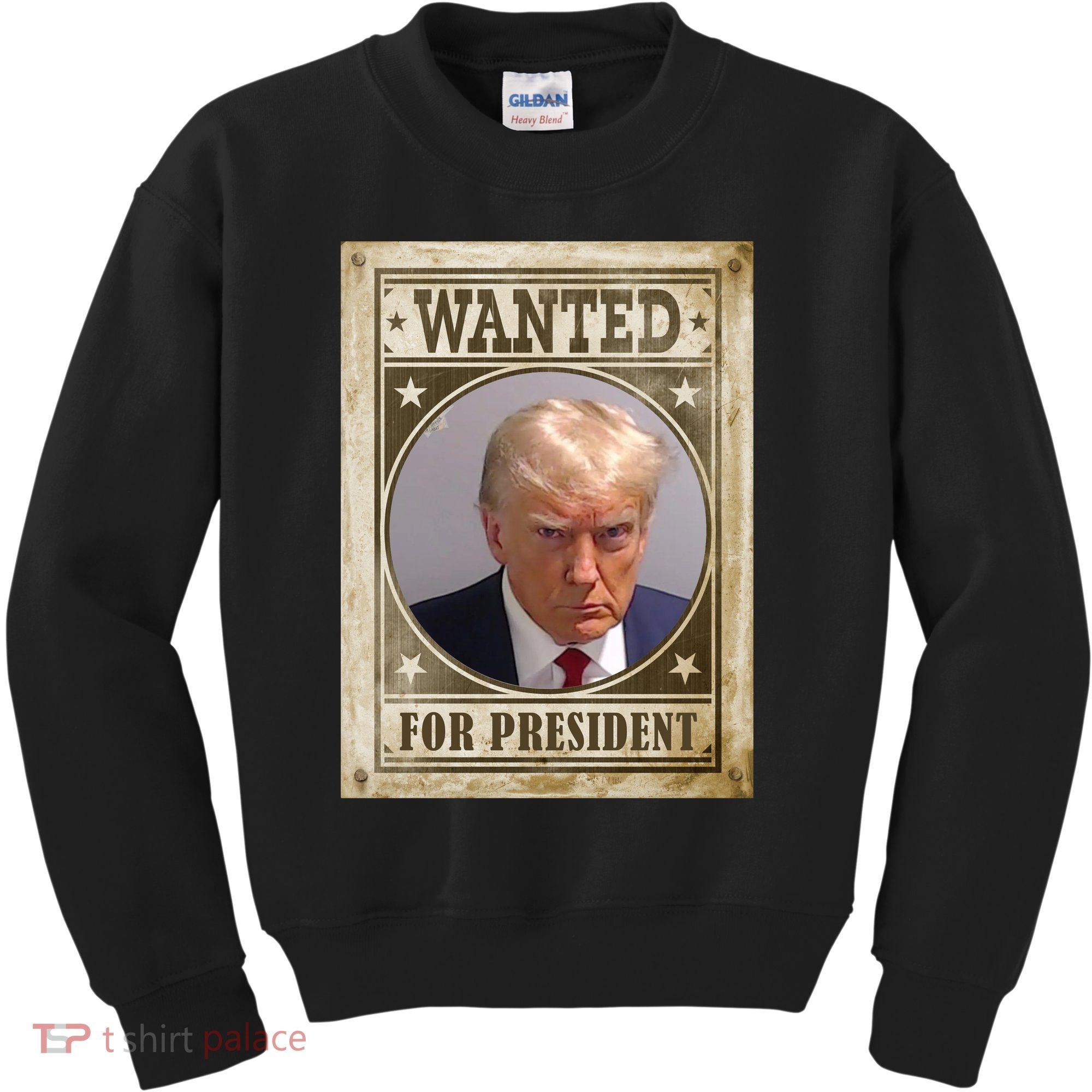 Wanted For President Funny Donald Trump Mugshot Kids Sweatshirt