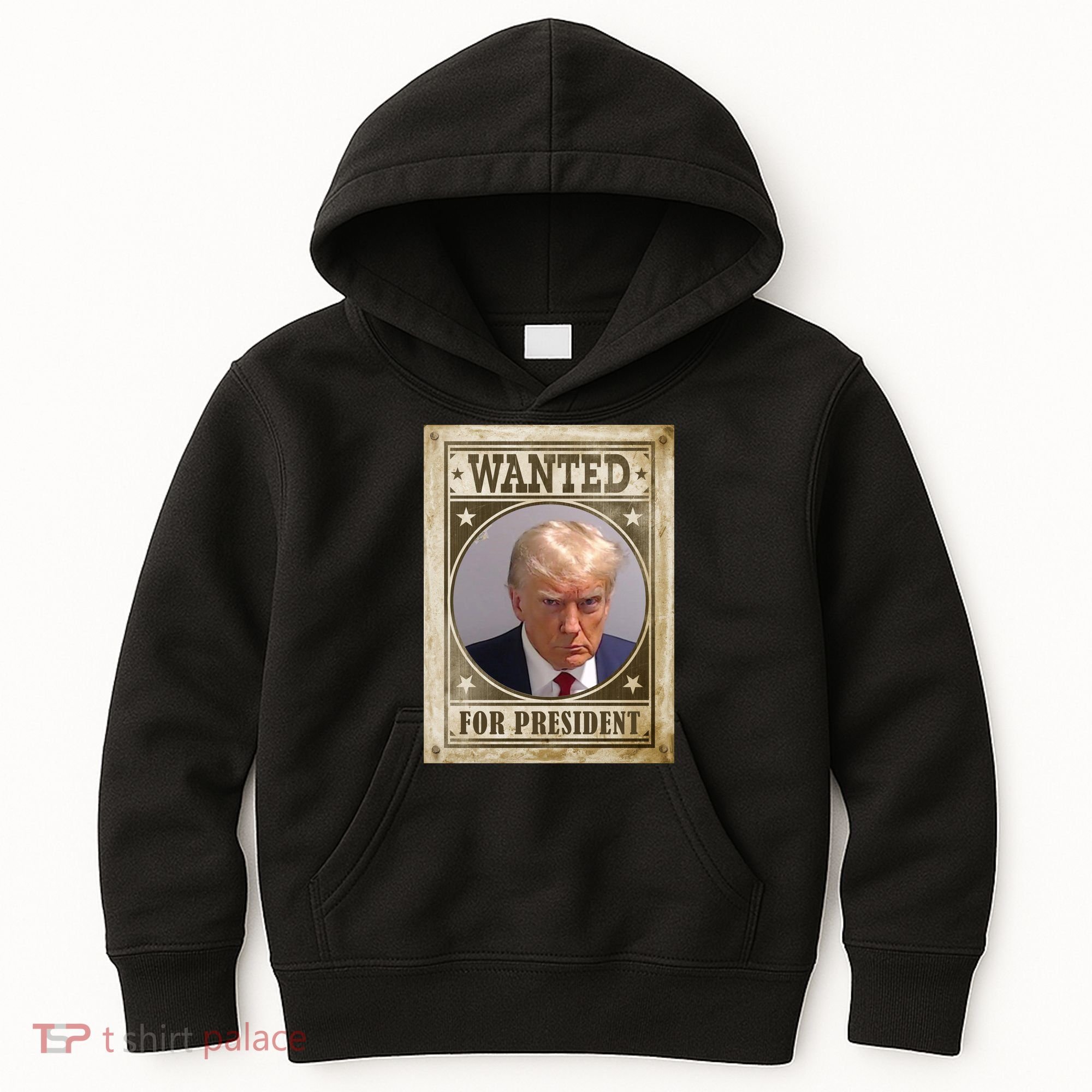 Wanted For President Funny Donald Trump Mugshot Kids Hoodie